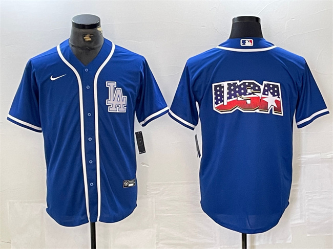 Men's Los Angeles Dodgers Team Big Logo Blue Cool Base Stitched Baseball Jersey Men's Los Angeles Dodgers Team Big Logo Blue Cool Base Stitched Baseball Jersey